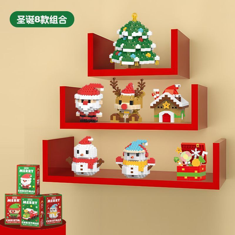 набор мини пластиковых конструкторов новогодних фигурок